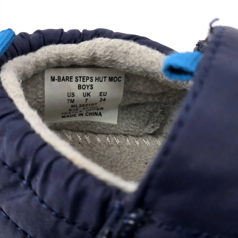 Merrell Bare Steps Hut Moc Navy Blue Quilted Infant Toddler Slip On Shoes Sz 7M